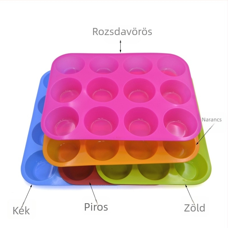 12 rekeszes kerek szilikon forma süteményekhez és pudingokhoz, 140 g