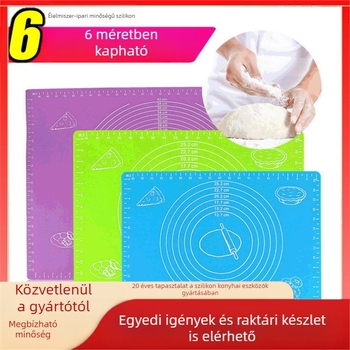 Silikon gyúrólap tésztához, 6 méretben, konyhai sütéshez, vastagabb felület, csúszásmentes és tapadásmentes