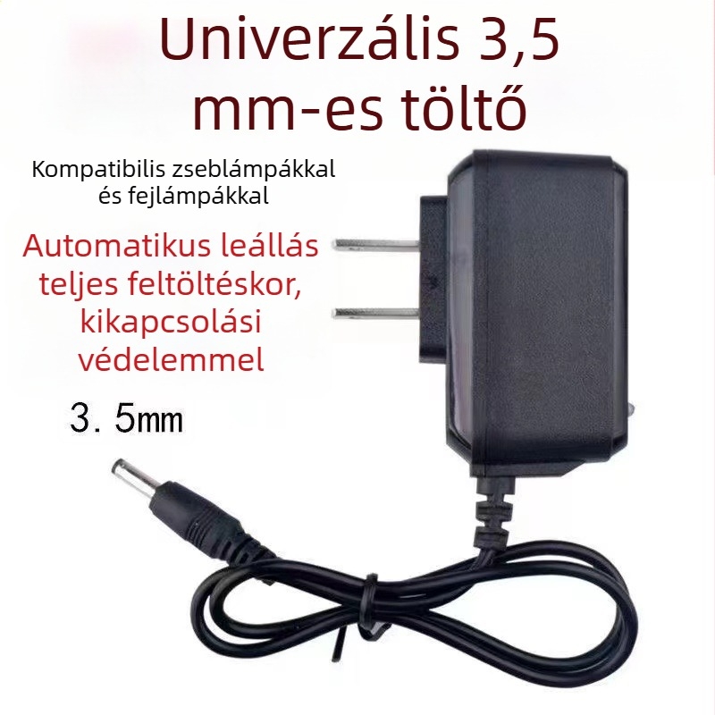 4.2V fejlámpa töltő, erős zseblámpa, horgász lámpa és töltőkábel
