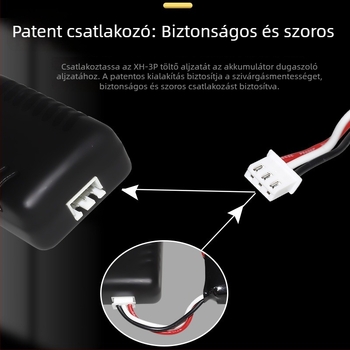 7,4V-os Li-ion akkumulátor töltő, 2S-es töltés, kiegyensúlyozott töltés, 2A kimenet, védelem és LED indikátor, USB tápegység