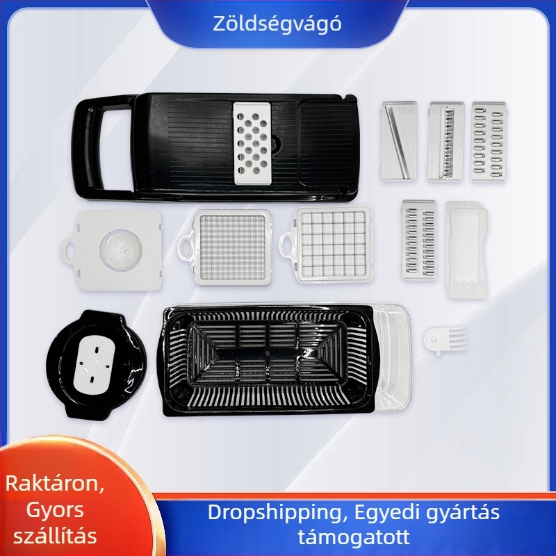 Multifunkcionális zöldségvágó – kockák, szeletek és reszelés hagyma, sárgarépa és burgonya számára