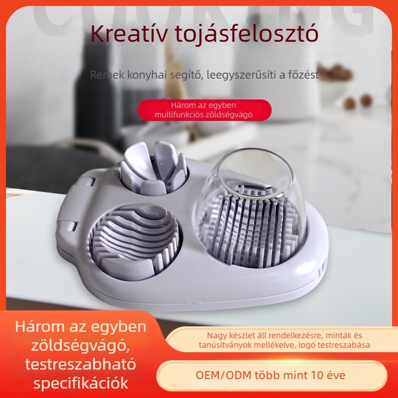 3 az 1-ben multifunkcionális zöldségvágó, elegáns tojás szeletelő és tojás szeletek elválasztója