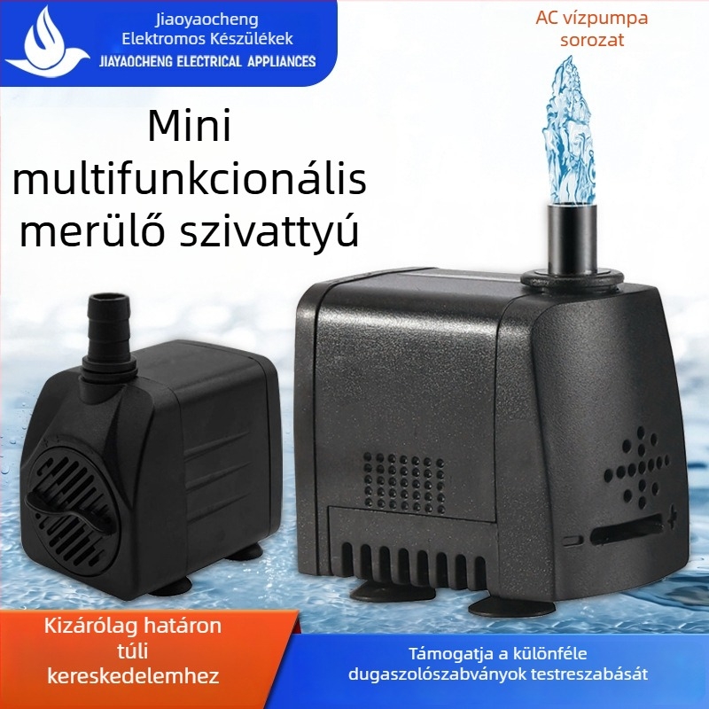 Többcélú mini merülőpumpa akváriumhoz szökőkút- és szűrő funkcióval, csendes működés