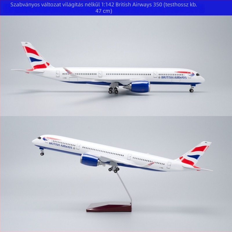 47 cm British Airways A350 világító modell repülőgép – dekoratív gyűjtemény ajándék