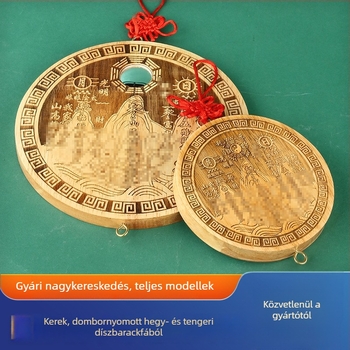 Őszibarackfa faragott medál belső dekorációhoz, Öt császár érmeivel díszített ornament
