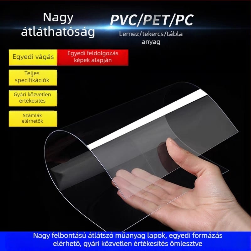 Átlátszó PVC műanyaglap, PET keményfilm, védőfólia fényképkerethez, PC/PET vékonylemez, nagy átlátszóság