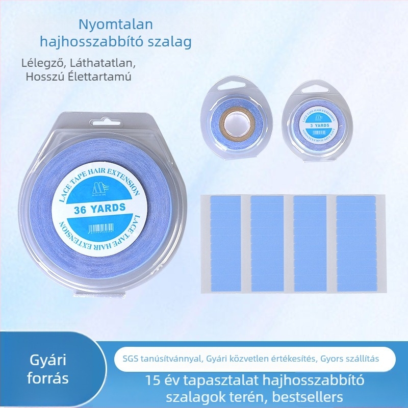 Kék kétoldalas paróka ragasztószalag, zökkenőmentes hajhosszabbításhoz
