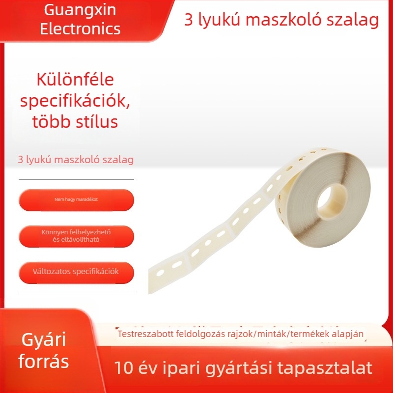 AI splicing szalag – háromlyukú illesztőfilm, függőleges kivitel, 26×40 mm, bézs texturált papír, gumibázisú ragasztó, könnyen eltávolítható