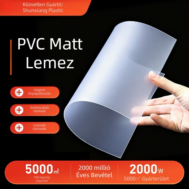 PVC matt műanyag lemez tekercsben, PET filmmel nyomtatva, átlátszó keretzáró fólia