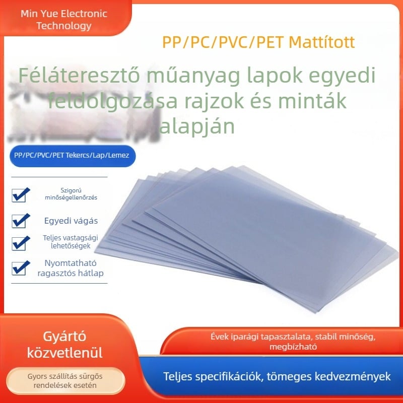 PVC lap, átlátszó kettős oldalú matt film, PP műanyag lap, PET tekercs, nyomtatás és feldolgozás