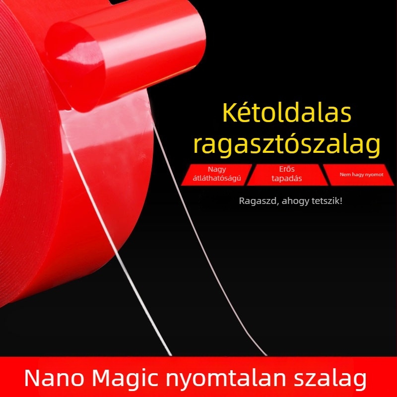Többcélú nyom nélküli varázslatos ragasztószalag, átlátszó rögzítő filmmel, kétoldalas ragasztó, piros az ünnepi esküvőkhöz