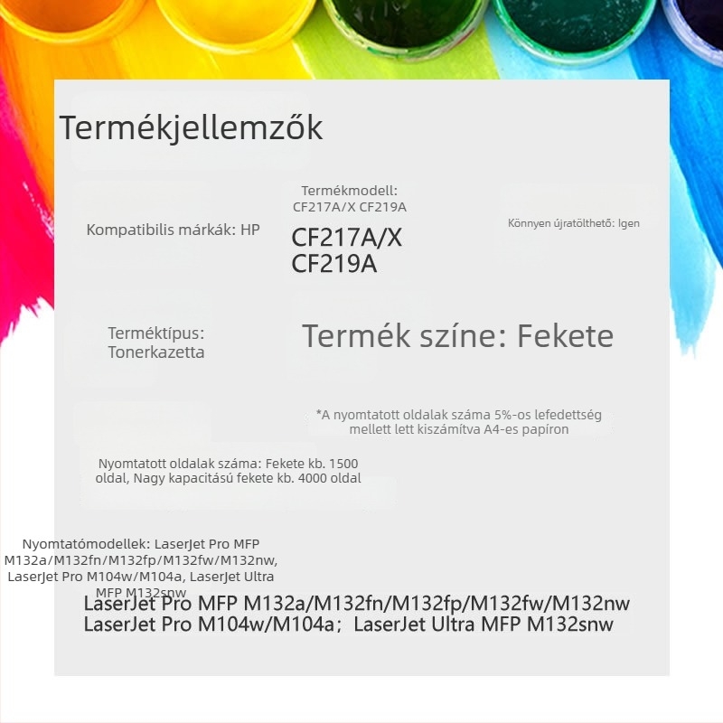 HP CF217A tonerkazetta és CF219A képmegjelenítő dob HP LaserJet Pro M130/M102 irodai és otthoni nyomtatókhoz