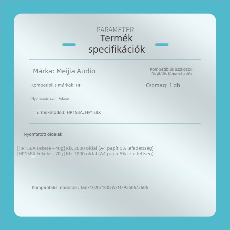 HP 158A tonerkazetta MFP 2606sdw, 1005w, 1020w, 2506dw, 2606dw/DN