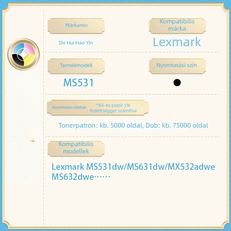 MS531 képalkotó henger Lexmark MX532 MX632 XM3350 66S0Z00