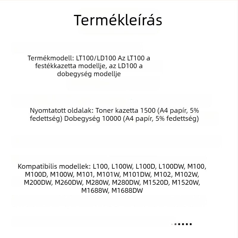 Tonerkazetta és por tartály Lenovo M200DW/M260DW lézernyomtatókhoz
