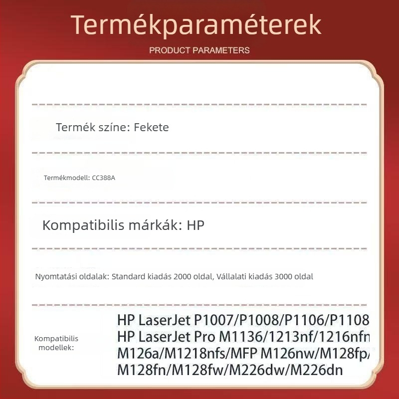 Zhengcai kompatibilis HP CC388A tonerkazetta HP LaserJet M1136, P1108, 1106, M126a/nw, 88A