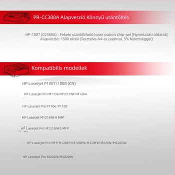 HP M1136-hoz kompatibilis tonerkazetta 388A/388X, M126A, P1106, P1108, CC388A