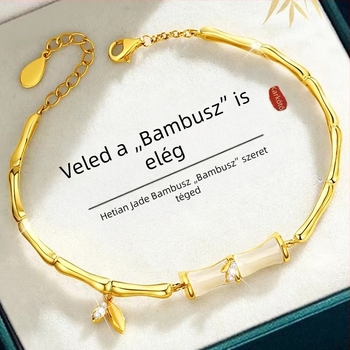 Női bambusz- és jáde karkötő, különleges tervezés, megfizethető luxus ajándék barátnőnek