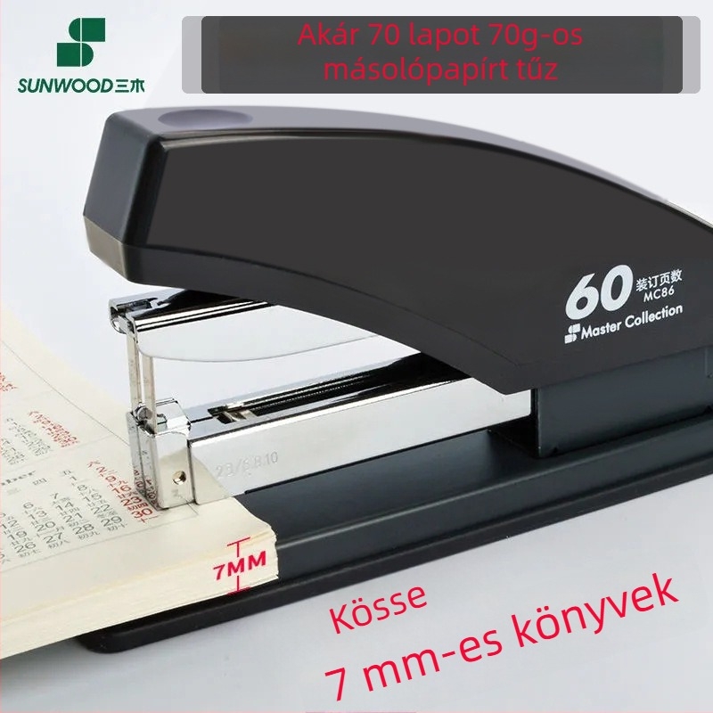 MC86 nehéz tűzőgép, 70 oldalas kapacitás, 7 mm nyílás, kompatibilis a 23/6, 23/8, 23/10