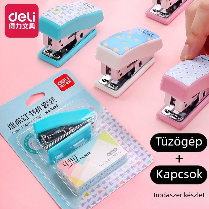 Deli 0456 mini Rajzfilm Tűzőgép Készlet Diákok Számára