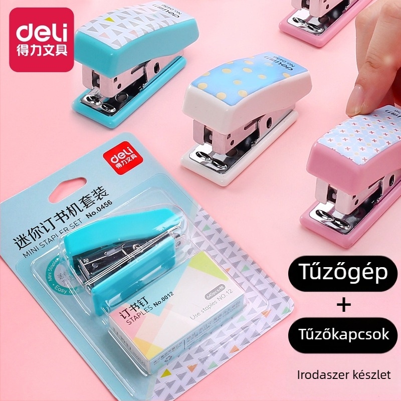 Deli 0456 mini tűzőgép készlet aranyos rajzfilmfigura dizájnnal