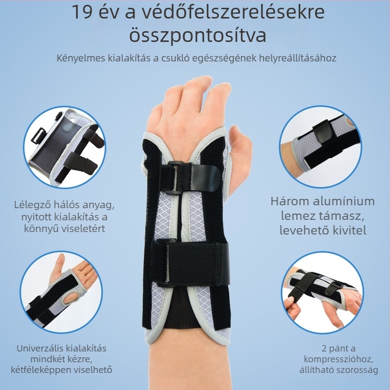 Lélegző univerzális csuklópánt ínhüvely-fixációval és csuklóvédelmi funkcióval
