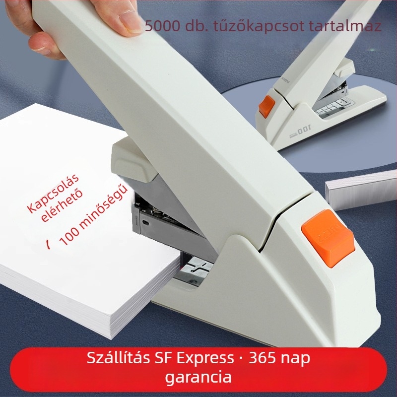 Ergonómikus, nehéz tűzőgép irodai és iskolai használatra, nagy kapacitású, 100 oldalas, többfunkciós.