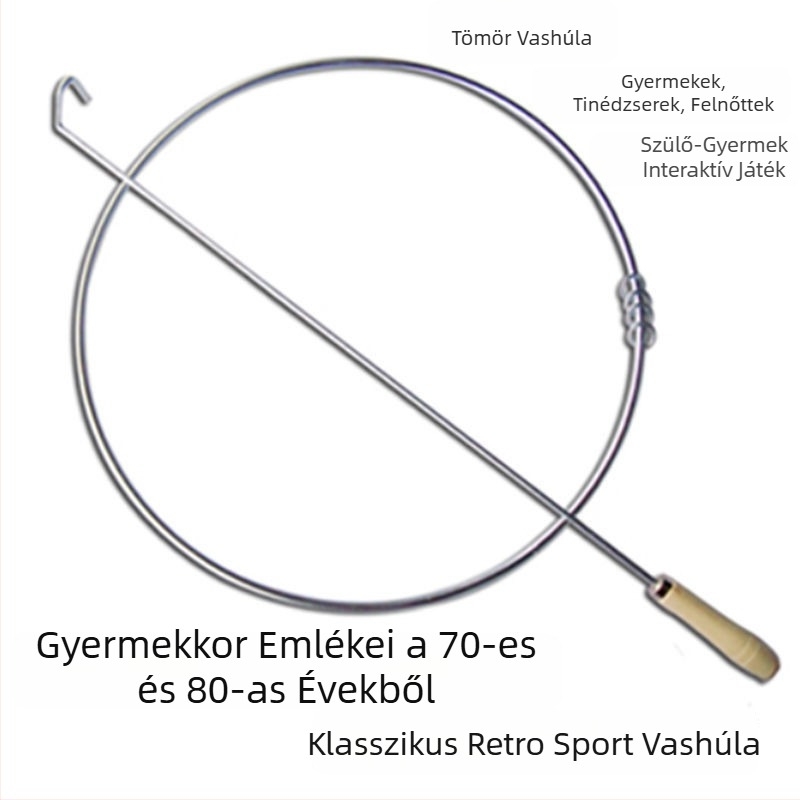 Szilárd vasból készült gyűrű gurító-toló játék gyerekeknek – nosztalgikus hagyományos játék