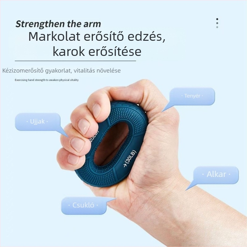 Szilikon fogás erősítő golyóval és körrel — csukló- és alkar-edzés, ötujjas rehabilitáció, kéz erőnlítő készülék