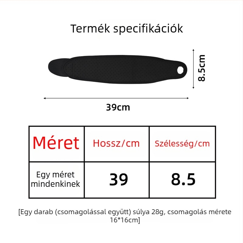 Badmintonhoz készült csuklóvédő kompressziós rögzítéssel és öntapadó kötés