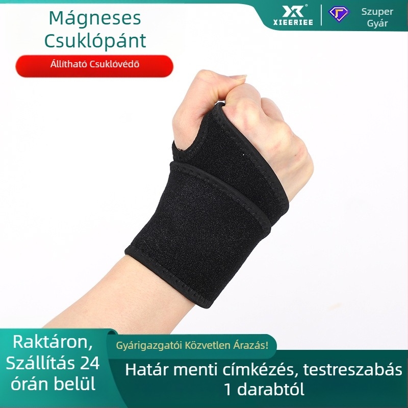 Mágneses textilcsuklópánt növényi kivonattal melegítő hatással a fájdalom és a megterhelés ellen – kéz ízületeinek védelme