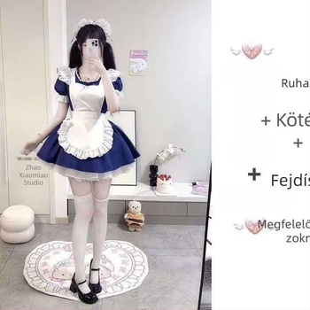 Édes Lolita stílusú, puha hercegnőruha és japán stílusú szolgáló kötény — nyári négy részes készlet
