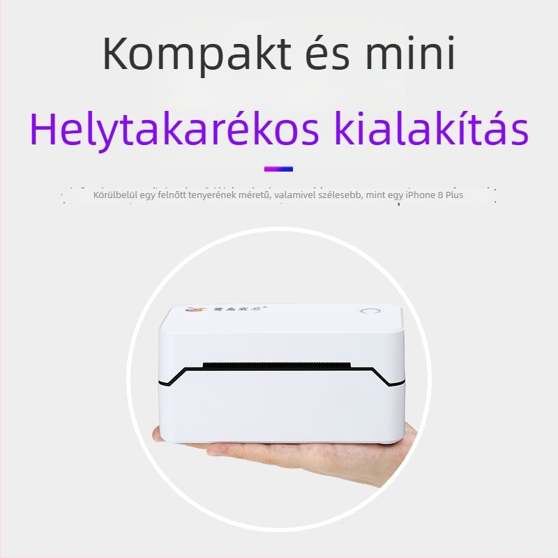 Bluetoothos hőnyomtató címkékhez, kifejezetten expressz küldeményekhez, kompakt vezeték nélküli elektronikus fuvarlevél nyomtató, 30–80 mm szélesség állítható