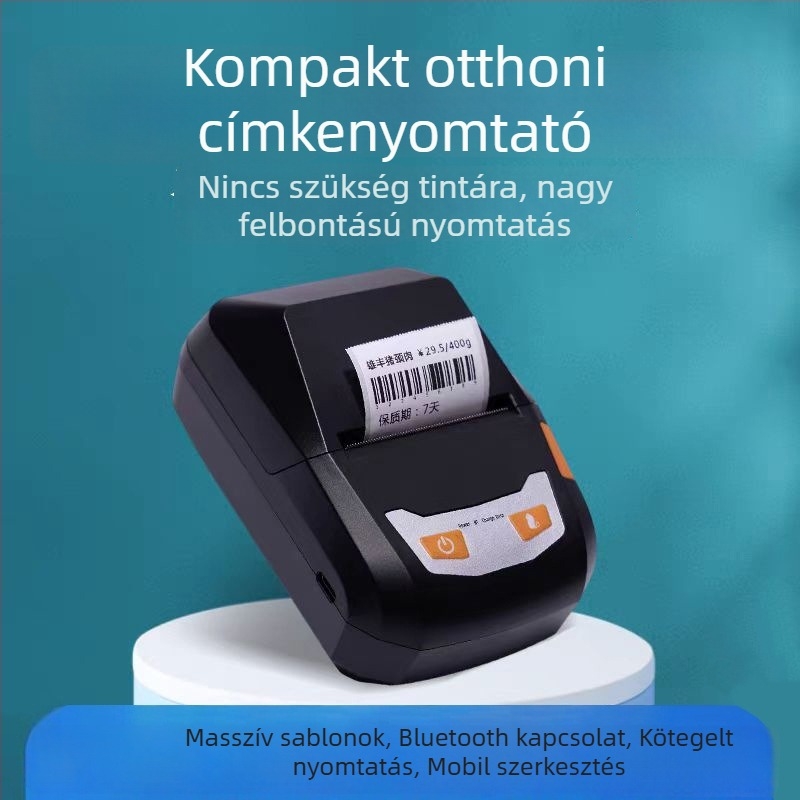 Fejlesztett Bluetooth hőnyomtató, hordozható kézi, vezeték nélküli nyomtató számlákhoz, készlet- és eladásnyilvántartáshoz, kiszállítási címkék