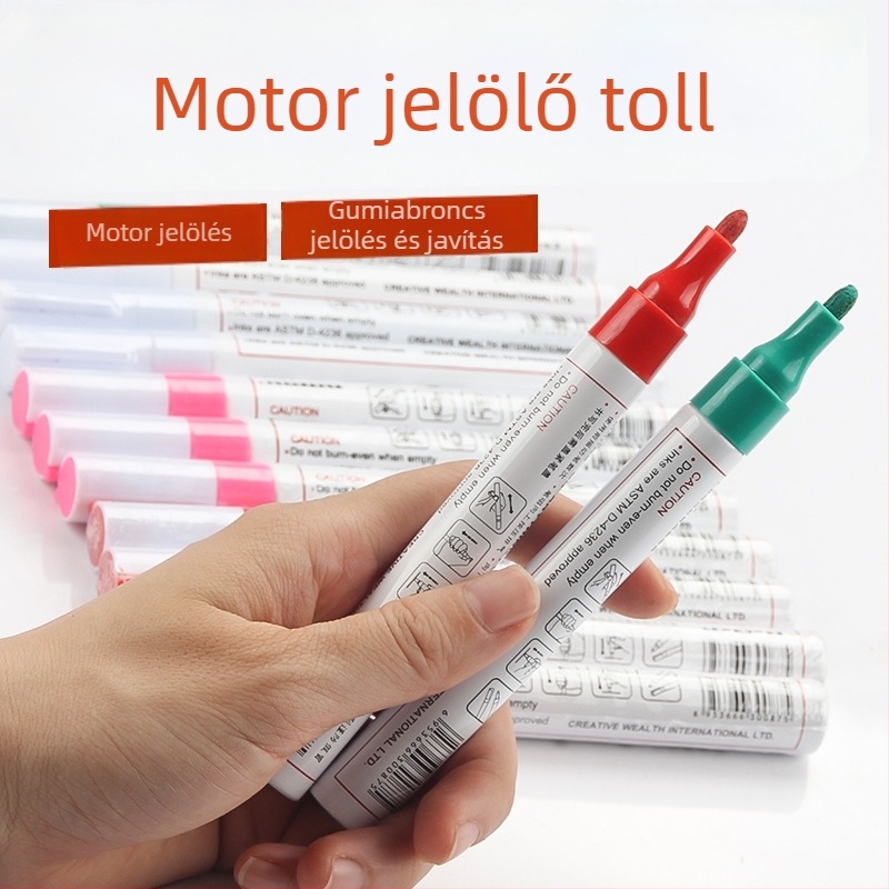 Autómotor csavar jelölő toll, fémlemez javító festékkel, fehér és zöld