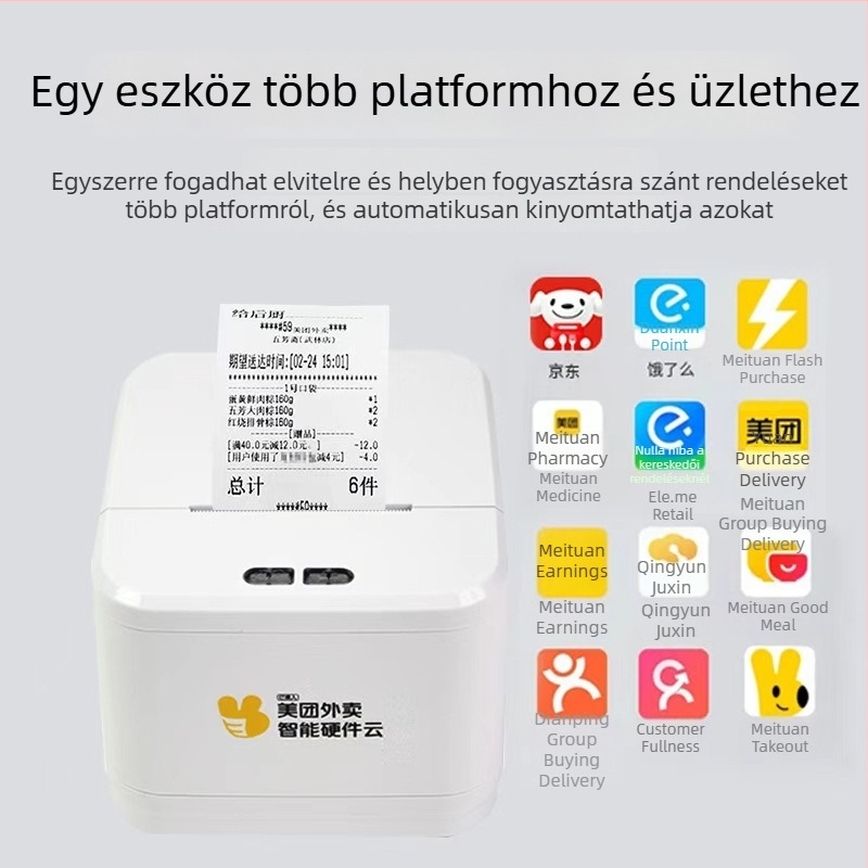 Jiewell JW5801 Termikus blokknyomtató a kiszállításokhoz – automatikus rendelésfelvétel, 58 mm nyomtatás, USB/WiFi6/4G
