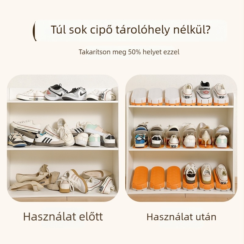 Két‑szintes, állítható, összecsukható cipőállvány, otthoni cipőszekrény, helytakarékos tároló hálószobához