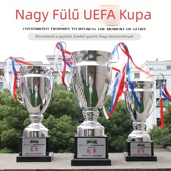 Nagyfülű fémtrofea arany, ezüst és bronz változatban a labdarúgó és kosárlabda Bajnokok Ligája mérkőzéseire; díszérmek