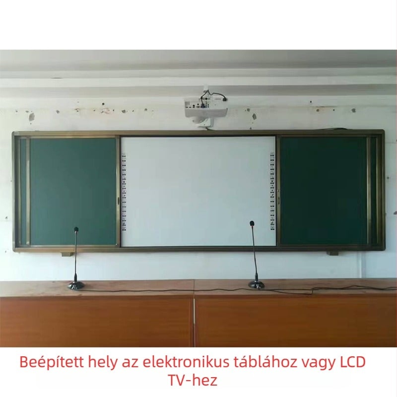 Mágneses csúszó tábla beépített projektorral az oktatáshoz, matt felület, könnyű írni és törölni.