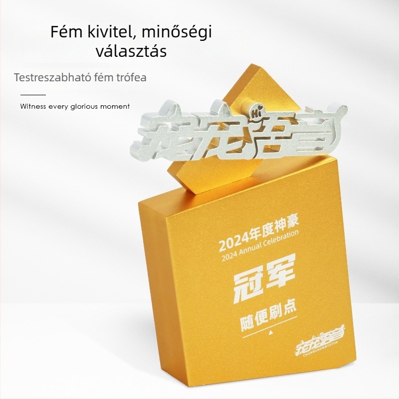 Repülőgép-alumíniumból készült trofé a cserélhető feliratokkal, személyre szabott
