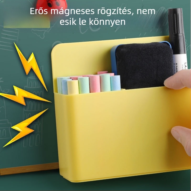 Mágneses tolltartó fehér táblához, akasztható és mágneses tartó, krétatábla radírtár, falra szerelhető nagy kapacitású