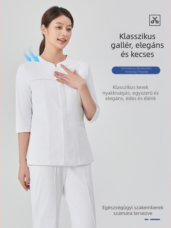 Dishan prémium fehér orvosi köpeny 3/4-es ujjúval orvosoknak, ápolóknak és gyógyszerészeknek