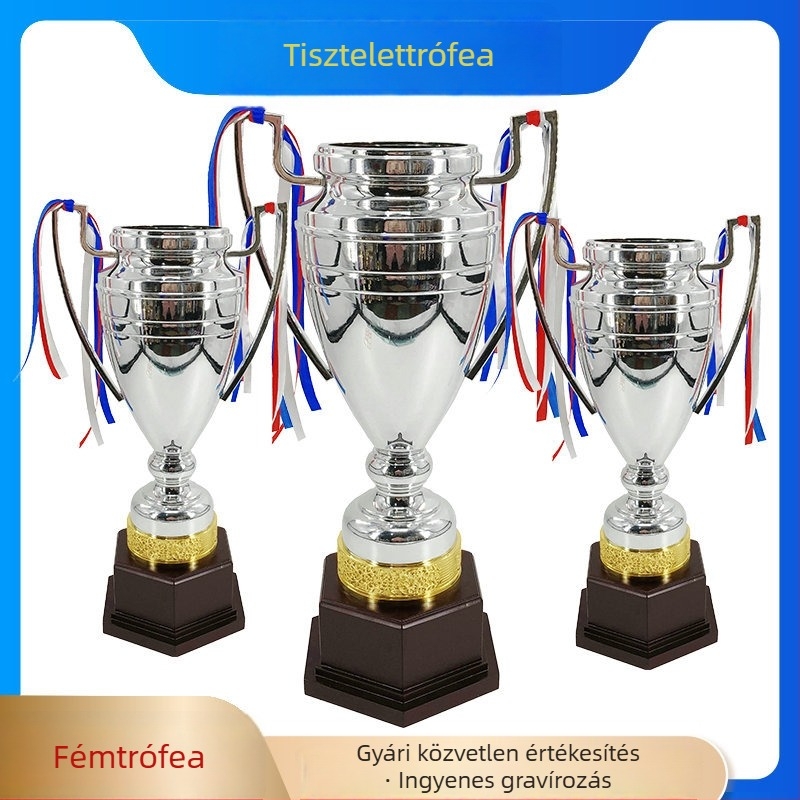 Fém trofea fa talppal sporteseményekhez és kreatív versenyekhez, absztrakt dizájn, testreszabható logó