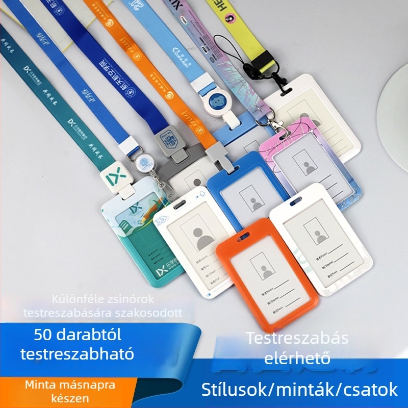 Személyazonosító és telefon nyakpánt logóval testreszabva, vállalati kiállításokra