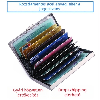 10 rekeszes acél RFID kártyatartó és szervező jogsi és személyi igazolvány számára