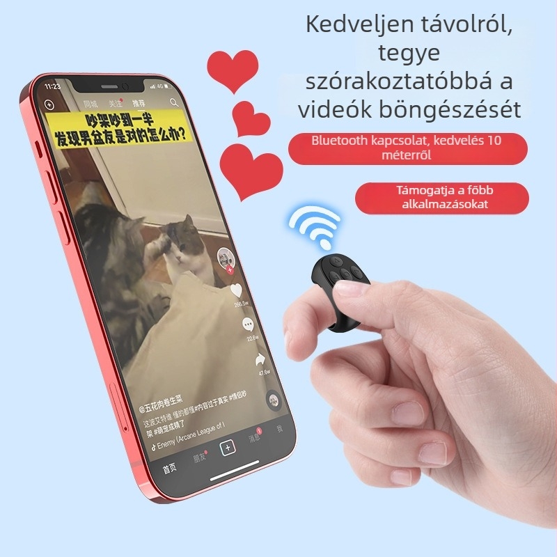 Bluetooth okos gyűrű oldalváltó a TikTok és Douyin számára – érintéses távvezérlő és selfie eszköz