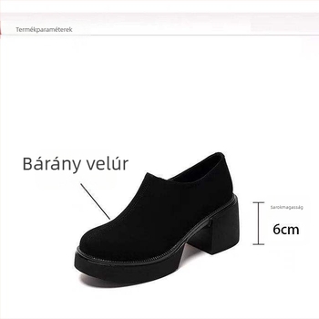Női vastag talpú velúr loaferek, tavasz 2025 — slip-on, lapos cipők puha belsővel