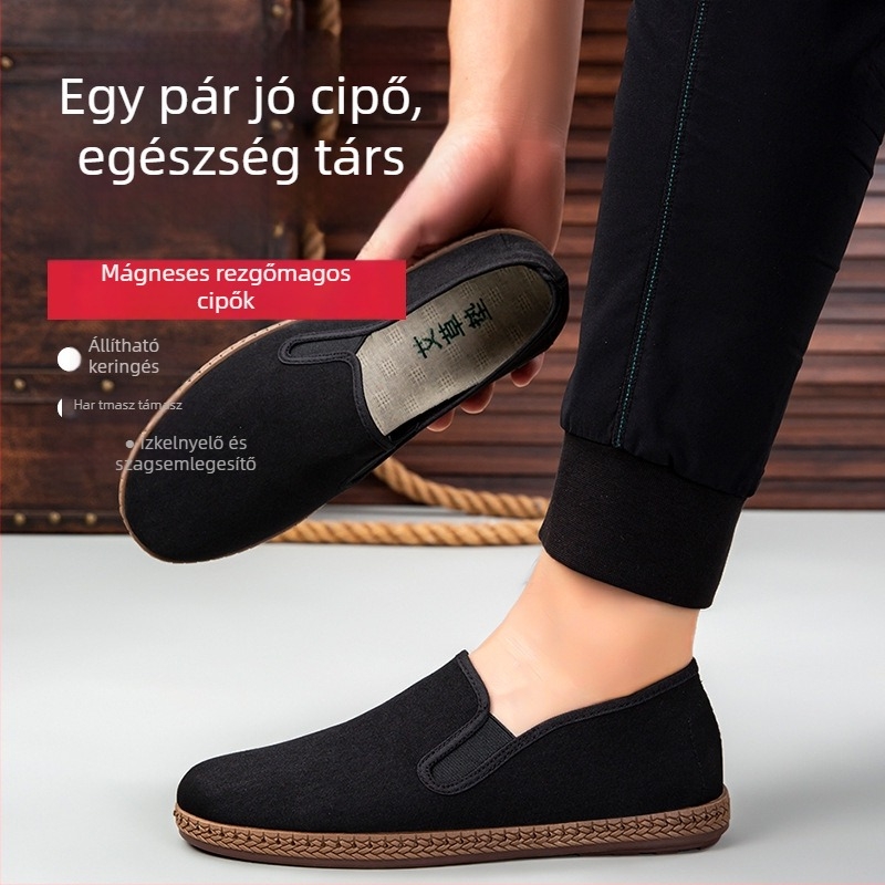 Férfi Old Beijing vászon cipő, lélegző slip-on cipő, könnyű, csúszásmentes