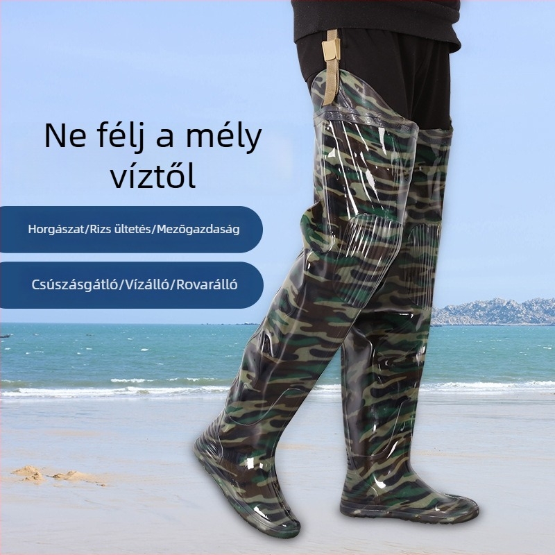 Térd fölötti vízicipő, uniszex, csúszásmentes talp, puha belső talp, mezőgazdasági és halászati használatra