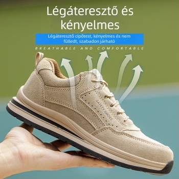 Férfiaknak szóló casual védőcipő, légáteresztő, műanyag orrtalppal és Kevlar védelemmel, ütés- és perforációálló, könnyű és kopásálló